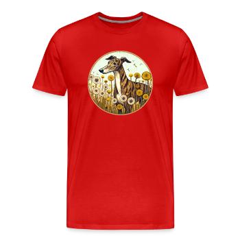 Lévrier bringé - T-shirt bio Premium Homme - rouge - Devant - Damien (186cm)