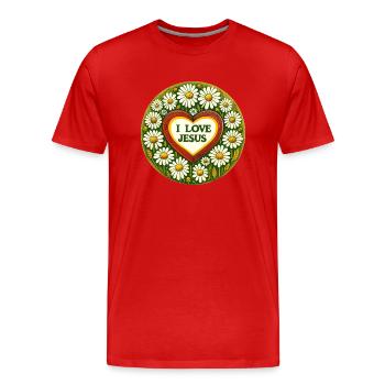 J’aime Jésus - T-shirt bio Premium Homme - rouge - Devant - Damien (186cm)