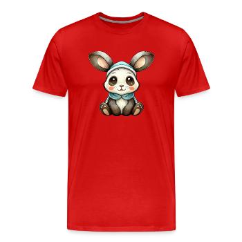 Kleines Kaninchen - Männer Premium Bio T-Shirt - Rot - Vorne - Damien (186cm)