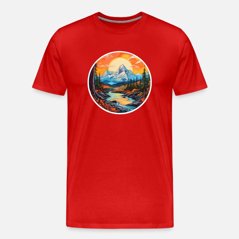 Berglandschaft - Männer Premium Bio T-Shirt - Rot