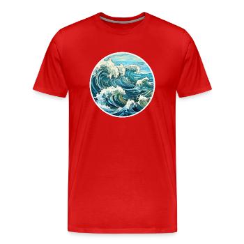 Vagues - T-shirt bio Premium Homme - rouge - Devant - Damien (186cm)