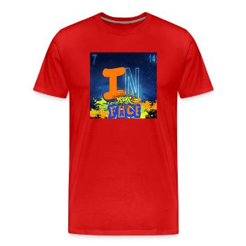 "IN YOUR FACE" Chemie-Design - Männer Premium Bio T-Shirt - Rot - Vorne - Damien (186cm)