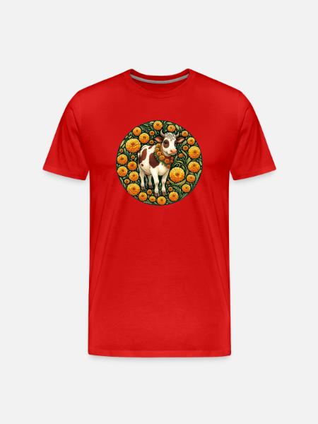 Marigold Cow - Men's Premium Organic T-Shirt - red