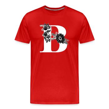 Lettre b floral noir et blanc - T-shirt bio Premium Homme - rouge - Devant - Damien (186cm)