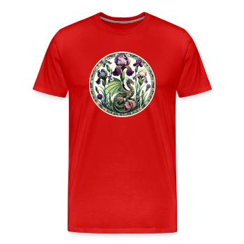 Iris Dragon - Men's Premium Organic T-Shirt - red - Front - Damien (186cm)
