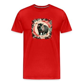 Hippo - Men's Premium Organic T-Shirt - red - Front - Damien (186cm)