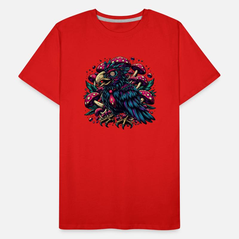 Psychedelischer Rabe mit Pilzen Männer Premium Bio T-Shirt