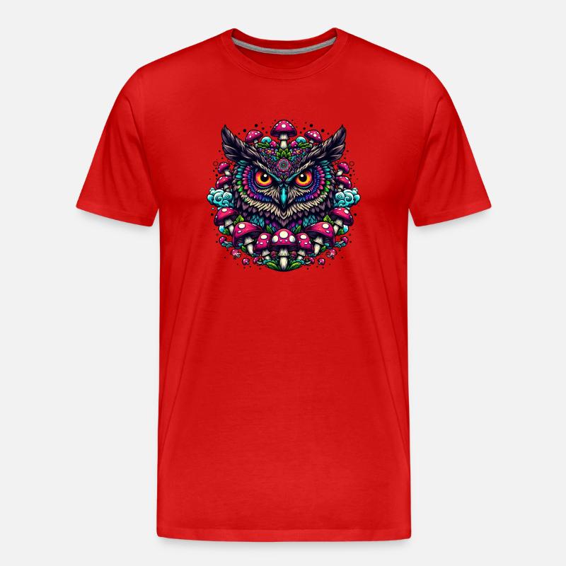 Psychedelische Eule - Männer Premium Bio T-Shirt - Rot