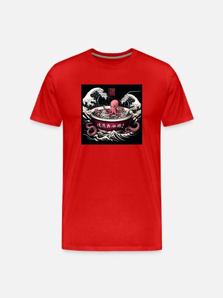 Bläckfisk och nudlar - Asiatisk gourmetmat - Organic T-shirt Ekologisk premium-T-shirt herr - röd
