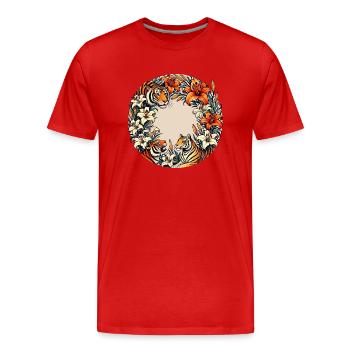 Tigres et lys tigrés - T-shirt bio Premium Homme - rouge - Devant - Damien (186cm)