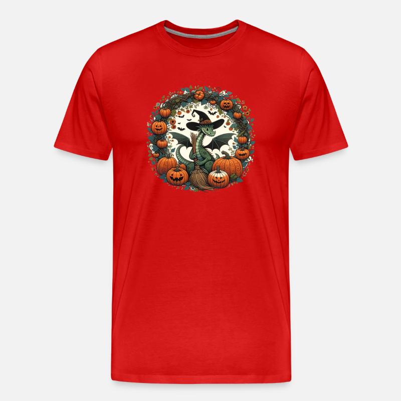 Halloween-Drache - Männer Premium Bio T-Shirt - Rot