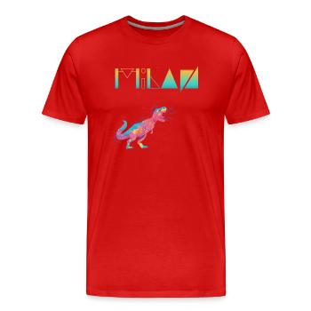MILAN - Beau prénom de garçon avec dinosaure - T-shirt bio Premium Homme - rouge - Devant - Damien (186cm)
