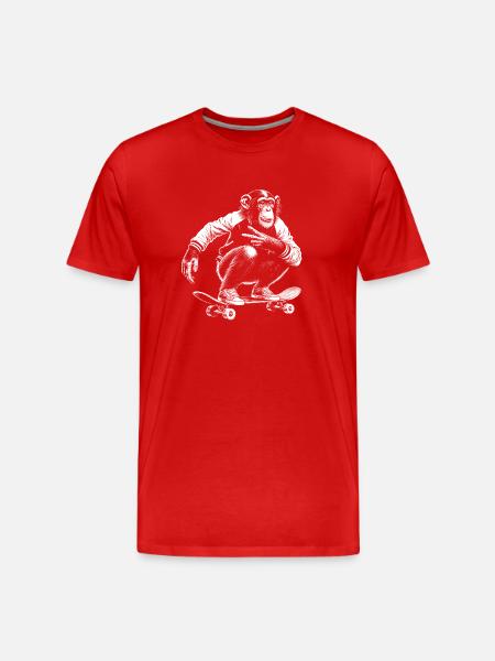 Chimpanzee on a skateboard - Men's Premium Organic T-Shirt - red