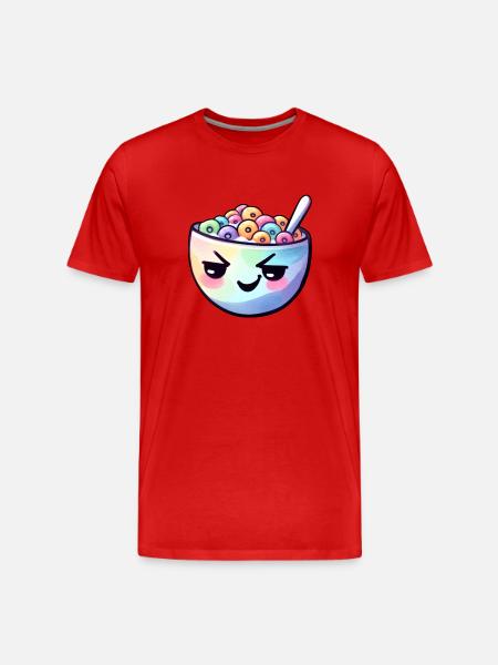 Animated Breakfast Cereal - Men's Premium Organic T-Shirt - red