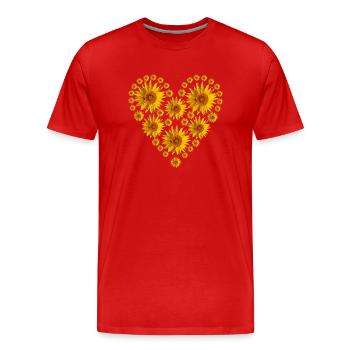 Tournesols - Coeur - T-shirt bio Premium Homme - rouge - Devant - Damien (186cm)