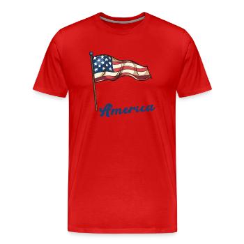 Drapeau de l’Amérique - T-shirt bio Premium Homme - rouge - Devant - Damien (186cm)
