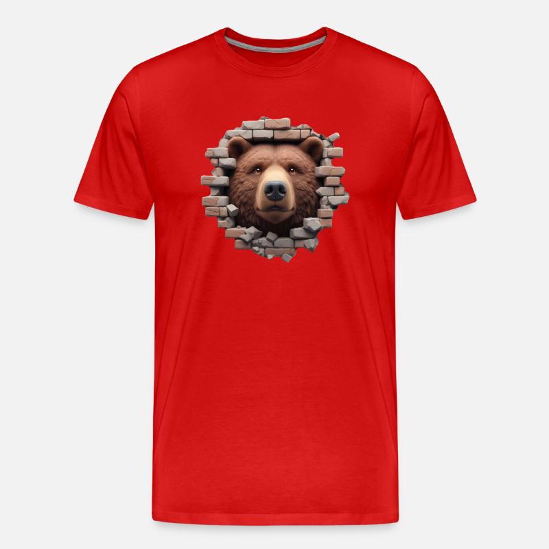 Bär im Loch - Männer Premium Bio T-Shirt - Rot