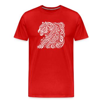 Tigre Tribal - T-shirt bio Premium Homme - rouge - Devant - Damien (186cm)