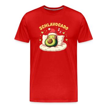 Schlavocado Offiziell Schlafanzug Weihnachten - Männer Premium Bio T-Shirt - Rot - Vorne - Damien (186cm)