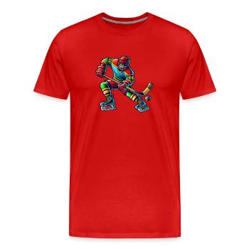hockey player - Men's Premium Organic T-Shirt - red - Front - Damien (186cm)