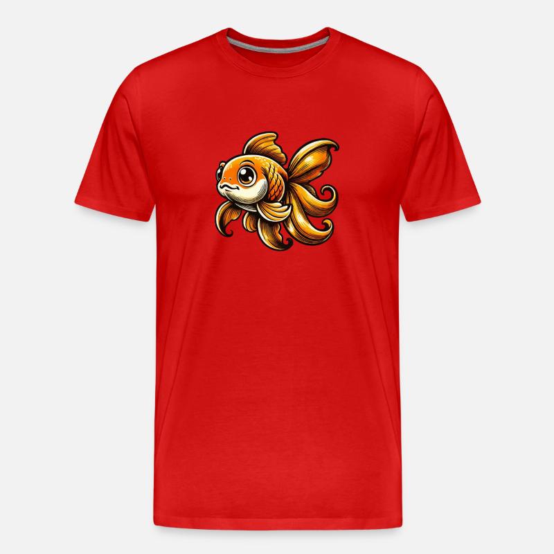 Goldfisch Comic - Männer Premium Bio T-Shirt - Rot