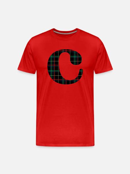 Monogram c scottish tartan - Men's Premium Organic T-Shirt - red