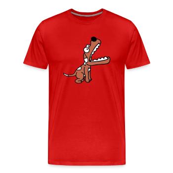 Dog Big Mouth Snout Hunger Looking Up - Men's Premium Organic T-Shirt - red - Front - Damien (186cm)