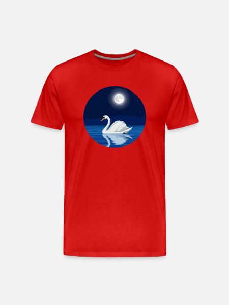 Swan at full moon - Men's Premium Organic T-Shirt - red