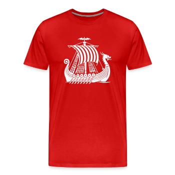 wikinger schiff - Männer Premium Bio T-Shirt - Rot - Vorne - Damien (186cm)