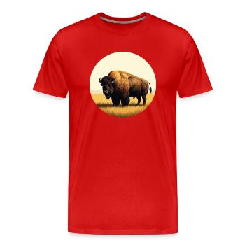 Bison dans la prairie - T-shirt bio Premium Homme - rouge - Devant - Damien (186cm)