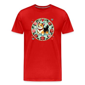Corgi-Liebhaber - Männer Premium Bio T-Shirt - Rot - Vorne - Damien (186cm)