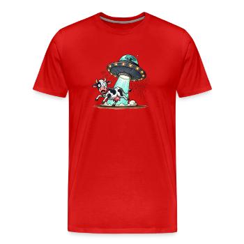 Vache OVNI - T-shirt bio Premium Homme - rouge - Devant - Damien (186cm)
