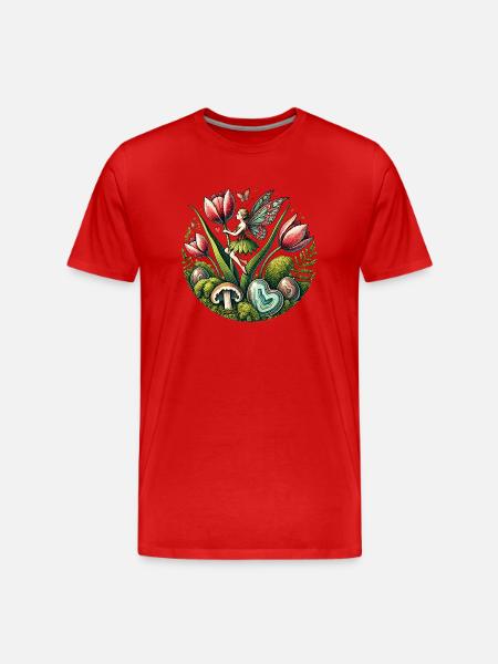 Spring Tulips Fairy - Men's Premium Organic T-Shirt - red