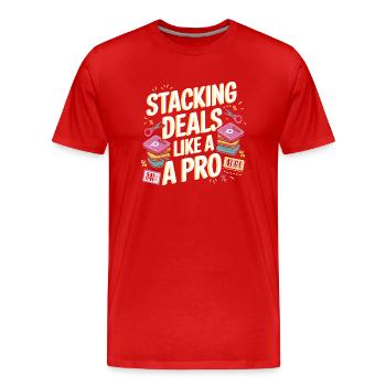 Stapeln von Angeboten wie ein Profi-Couponer-Käufer Sparen - Männer Premium Bio T-Shirt - Rot - Vorne - Damien (186cm)