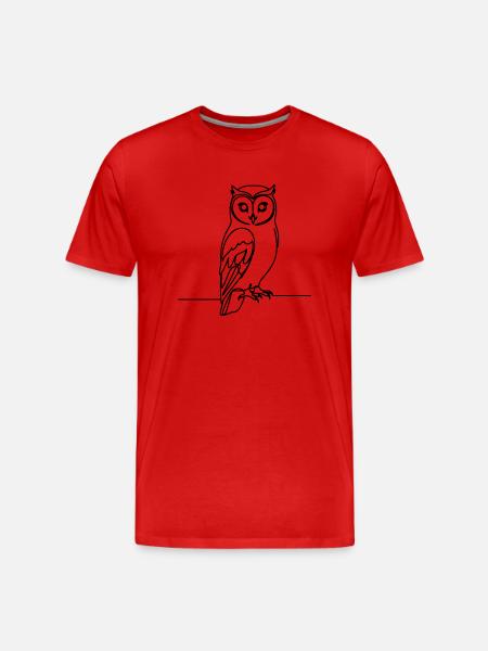 Owl Single Line - Men's Premium Organic T-Shirt - red