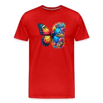 Bunter Schmetterling, von der Natur inspirierte Sommerstimmungen - Männer Premium Bio T-Shirt - Rot - Vorne - Damien (186cm)