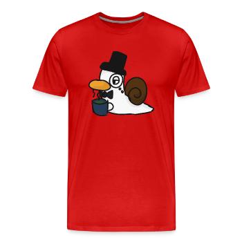 Schnente Monokel-Teezeit - Männer Premium Bio T-Shirt - Rot - Vorne - Damien (186cm)