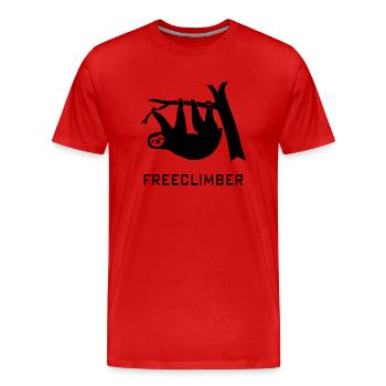 faultier freeclimber klettern climbing berge - Männer Premium Bio T-Shirt - Rot - Vorne - Damien (186cm)
