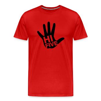 high_five_1__f1 - Männer Premium Bio T-Shirt - Rot - Vorne - Damien (186cm)