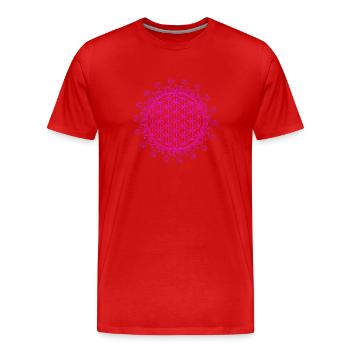 FLOWER OF LIFE, SPIRITUAL, SACRED GEOMETRY, YOGA - Men's Premium Organic T-Shirt - red - Front - Damien (186cm)