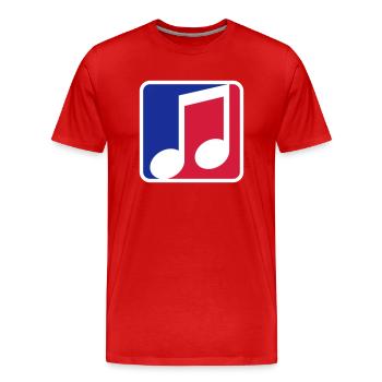 blau rot button musiknote cool kontur zeichen part - Männer Premium Bio T-Shirt - Rot - Vorne - Damien (186cm)