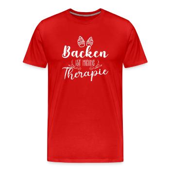 Backen ist meine Therapie - Hobby backen Küche fun - Männer Premium Bio T-Shirt - Rot - Vorne - Damien (186cm)