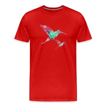 colibri, graffiti, peinture, fleurs, oiseau, peinture, - T-shirt bio Premium Homme - rouge - Devant - Damien (186cm)