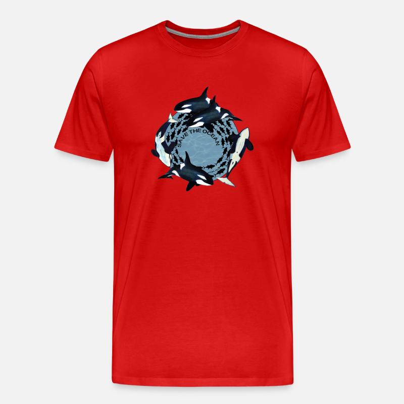 Save the Ocean - Orcas farbig - Männer Premium Bio T-Shirt - Rot