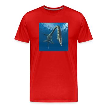 Plesiosaurier Elasmosaurus - Männer Premium Bio T-Shirt - Rot - Vorne - Damien (186cm)