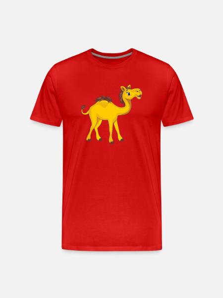 Glad rolig kamel. Tecknad teckning - Organic T-shirt Ekologisk premium-T-shirt herr - röd