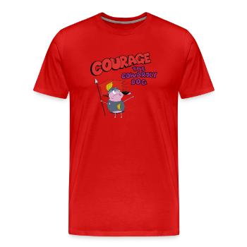Courage le chien - T-shirt bio Premium Homme - rouge - Devant - Damien (186cm)