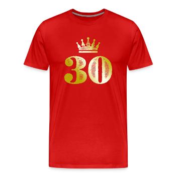 30 numéros Couronne Or - T-shirt bio Premium Homme - rouge - Devant - Damien (186cm)