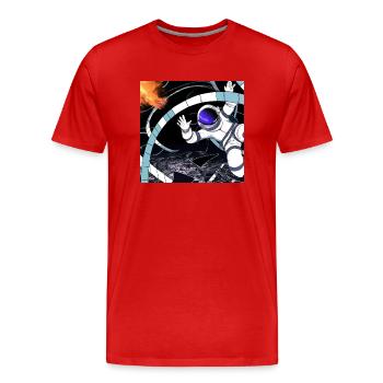 Un astronaute tombe dans un trou noir - T-shirt bio Premium Homme - rouge - Devant - Damien (186cm)