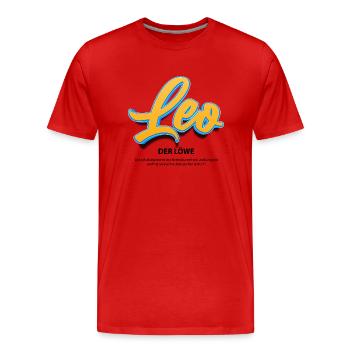 Leo in 3D mit Bedeutung - Männer Premium Bio T-Shirt - Rot - Vorne - Damien (186cm)